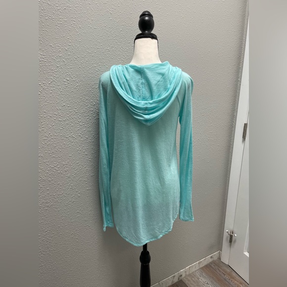 ❤️‍🔥3/$27❤️‍🔥SO - Juniors Athletic Hooded Top - Size Large - Aqua - EUC - Picture 3 of 8